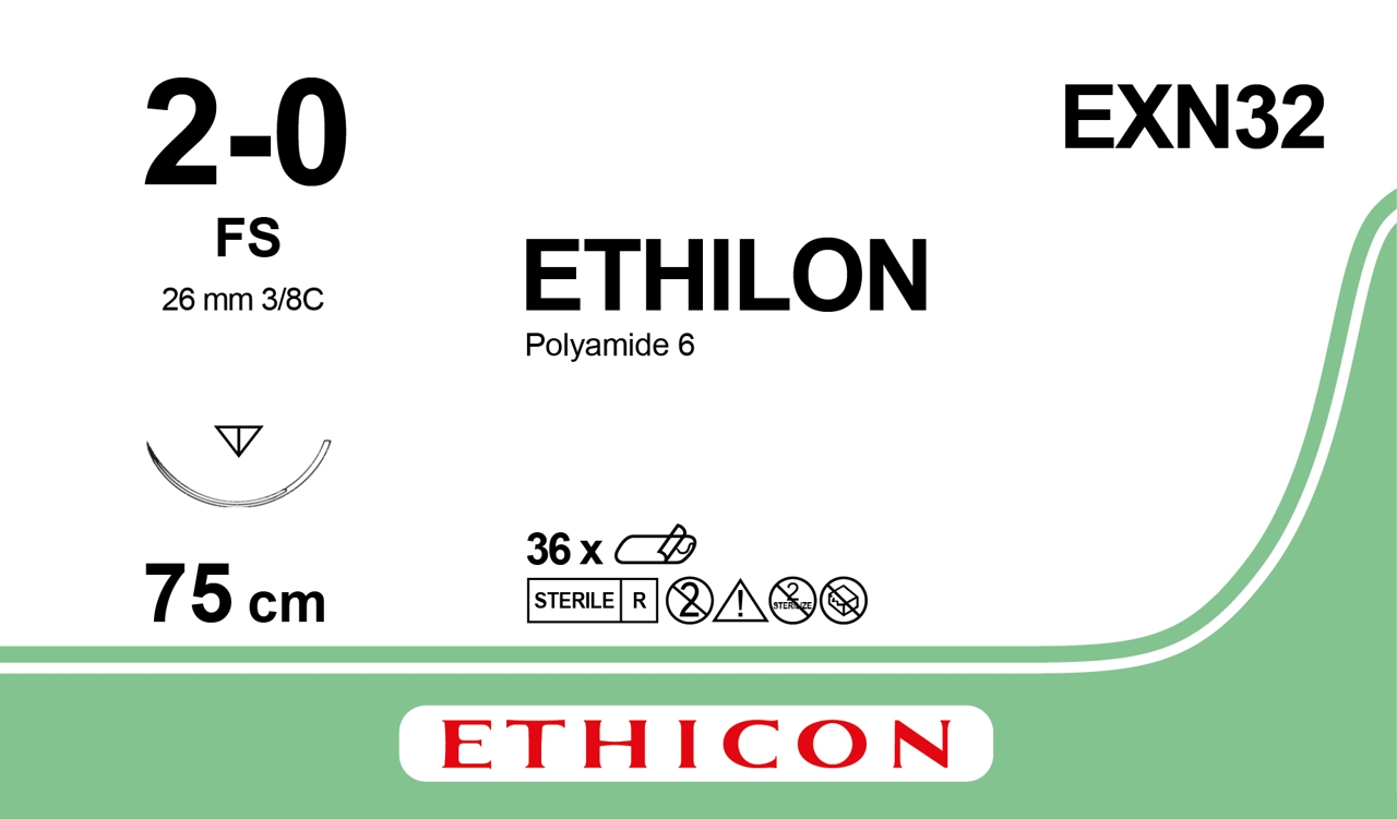 ETHILON™ fil de suture 2/0 - 26 mm - 75 cm - EXN 32 - 1 x 36 pcs