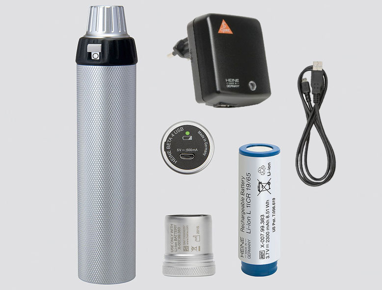 Heine poignée rechargeable beta 4 usb - Batterie 3,5v li-ion - Avec chargeur - 1 pc