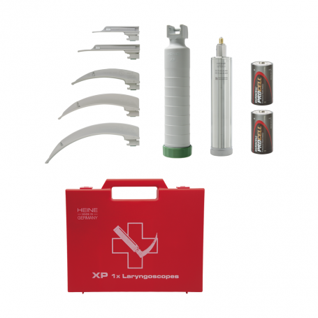 Heine xp emergency laryngoscoop set fo handvat , fo insert, 4 blades, koffer - 1 st