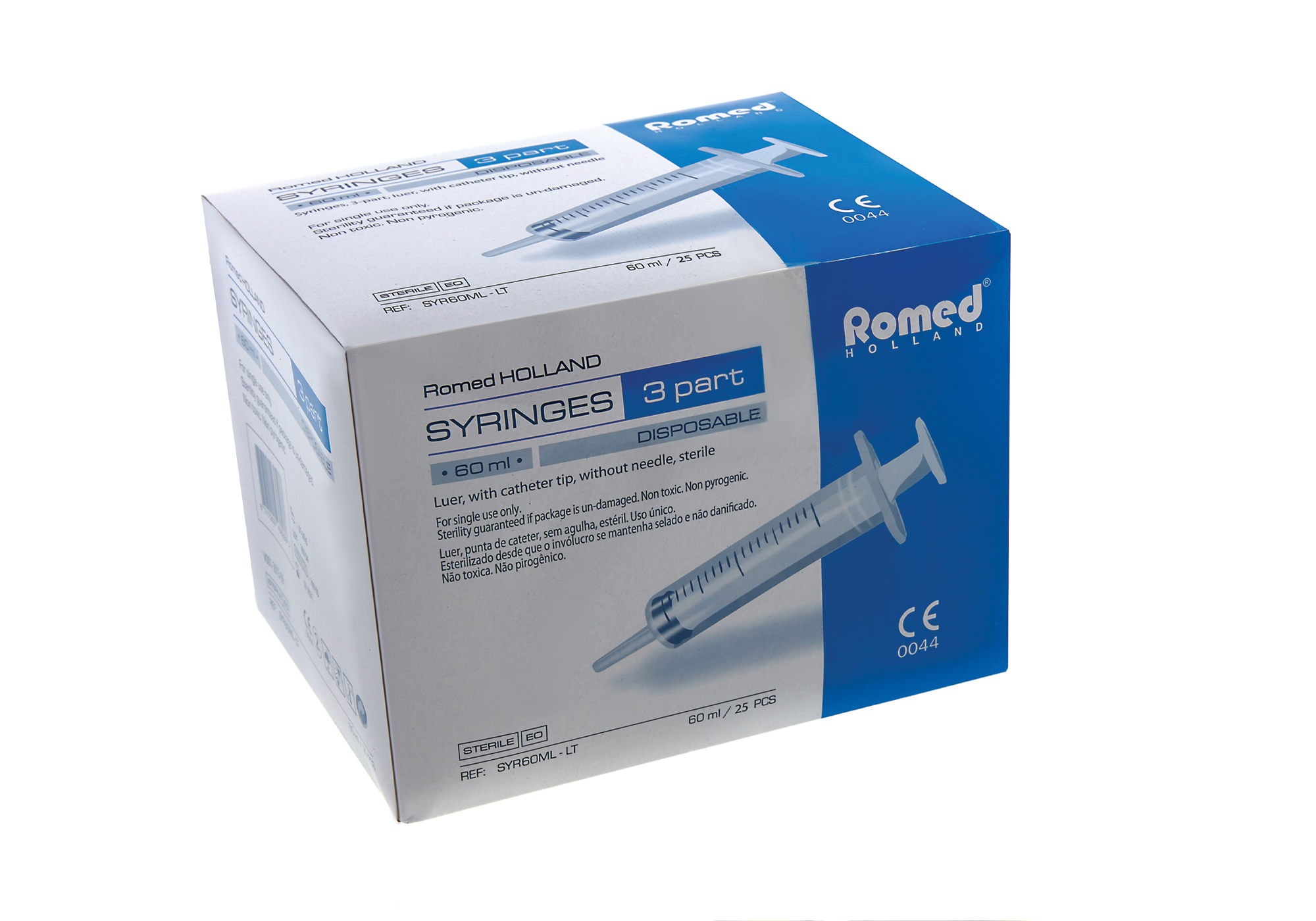Romed 3-delige spuit 60 ml - catheter tip - 25 st