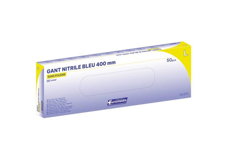 Handschoenen Nitrile poedervrij  long cuff - L - 400 mm - 10 x 50 st