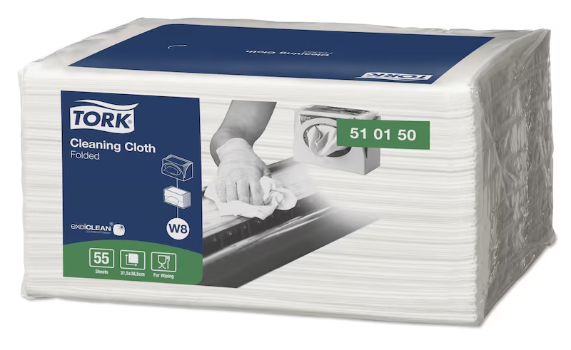 Tork gevouwen reinigingsdoek W8 - 1 laags - 31,5 cm x 38,5 cm - 8 x 55 vellen