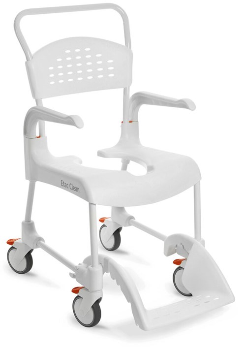 Chaise roul. douche Clean 44 cm - 4 freins - blanc - 1 pc