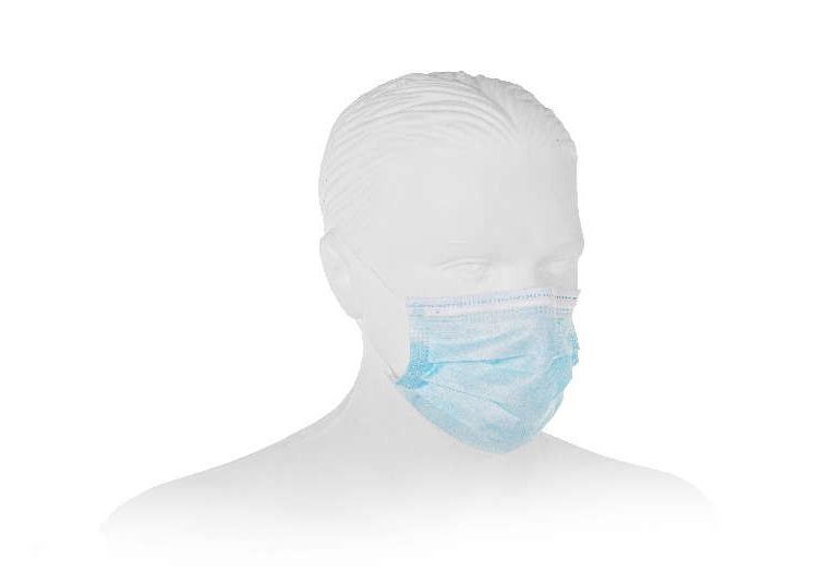 Betatex masque type IIR avec boucles d'oreilles - 17,5 x 9,5 cm - 3-plis - bleu - non-stérile - 50 pcs