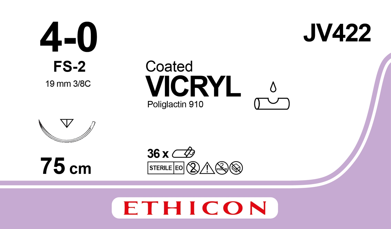 VICRYL® hechtdraad 4/0 - 19 mm - 75 cm - JV422 - 36 st