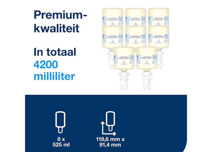 Tork Mini S5 savon liquide - parfum doux - 8 x 525 ml Tork Mini S5 savon liquide - parfum doux - 8 x 525 ml