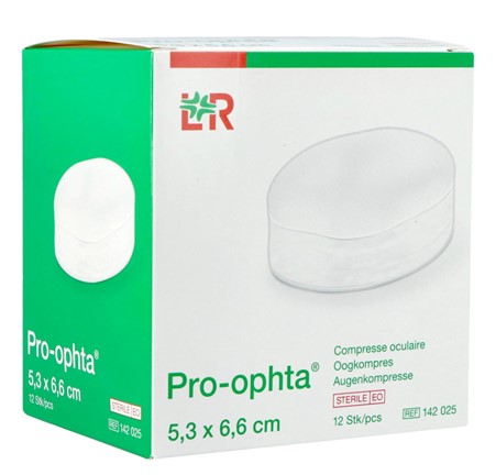 Pro-ophta® oogkompressen - 5,3 x 6,6 cm - steriel - 1 x 12 st