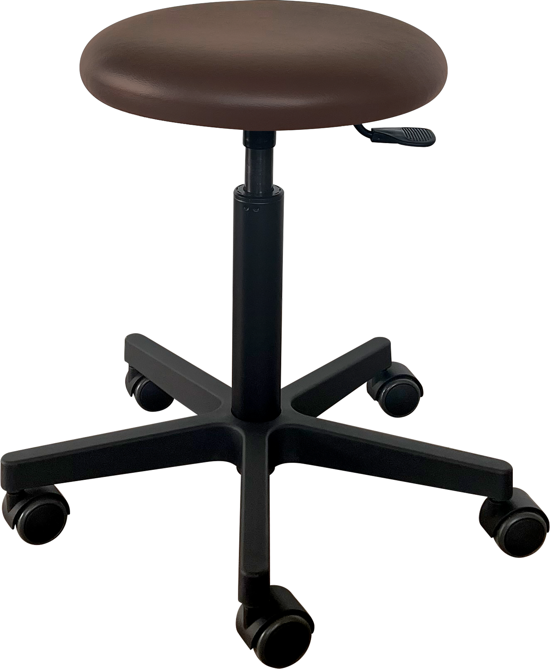 Tabouret Saar - zwarte kunststof - 5 wielen - 49-69 cm - Fresh bekleding - Chocolate - 1 st
