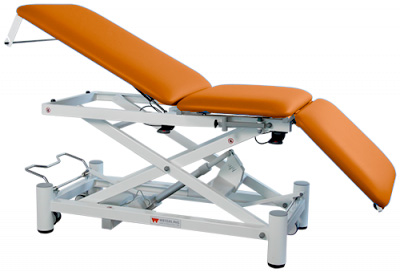 Table d'examen Praxis 3 Elite - hauteur variable hydraulique - roues - revêtement Fresh - Oranje - 1 pc