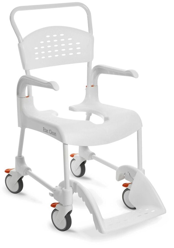 Chaise de douche roulante Clean - 55 cm - 2 freins - blanc - 1 pc
