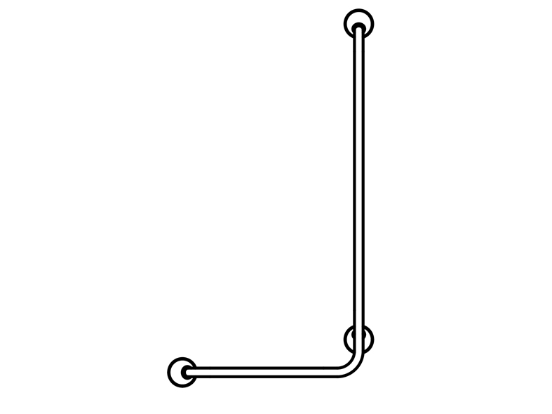 Linido gebogen wandbeugel 90° - 56 x 113 cm - rvs gepolijst/wit: links - 1 st