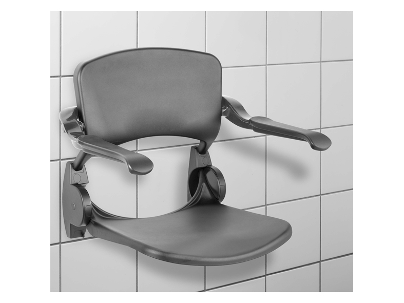 Assise de douche rabattable - avec dossier et accoudoirs