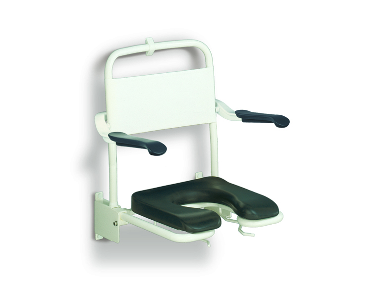Linido assise de douche courte - avec dossier et accoudoirs - acier époxé - blanc - 1 pc