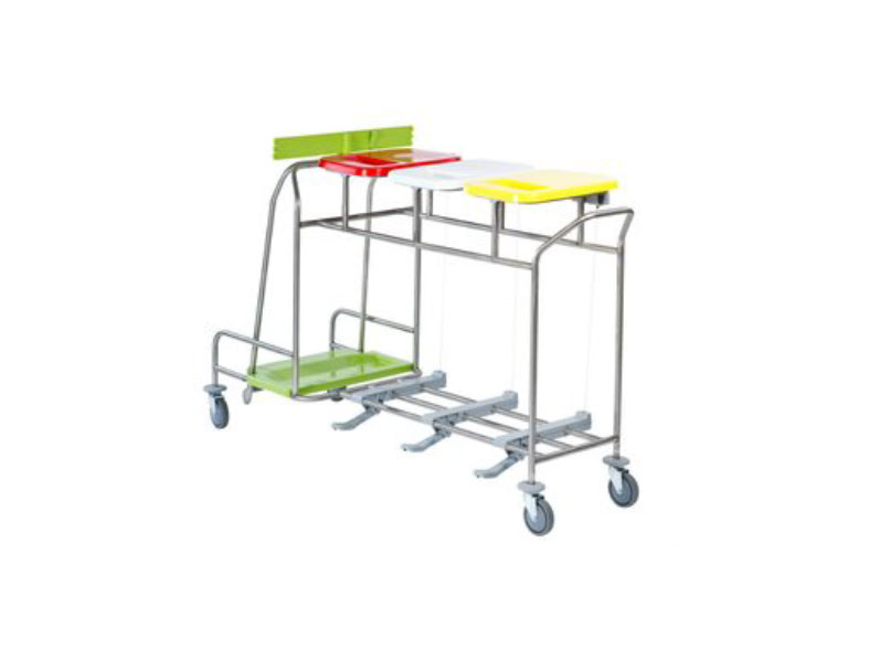 Chariot à linge voor 3 sac à linges - 3 couvercles - avec pédales - wasty - 1 pc