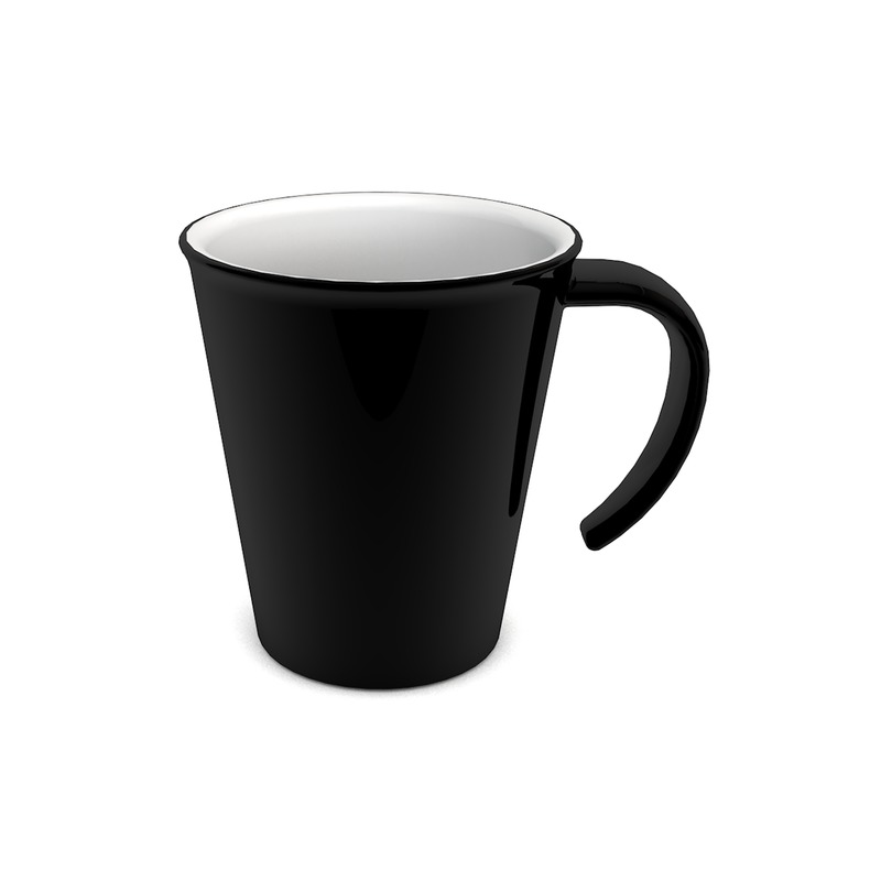 Koffiebeker PBT 1201 - met één groot open handvat - 350 ml - zwart - 1 st