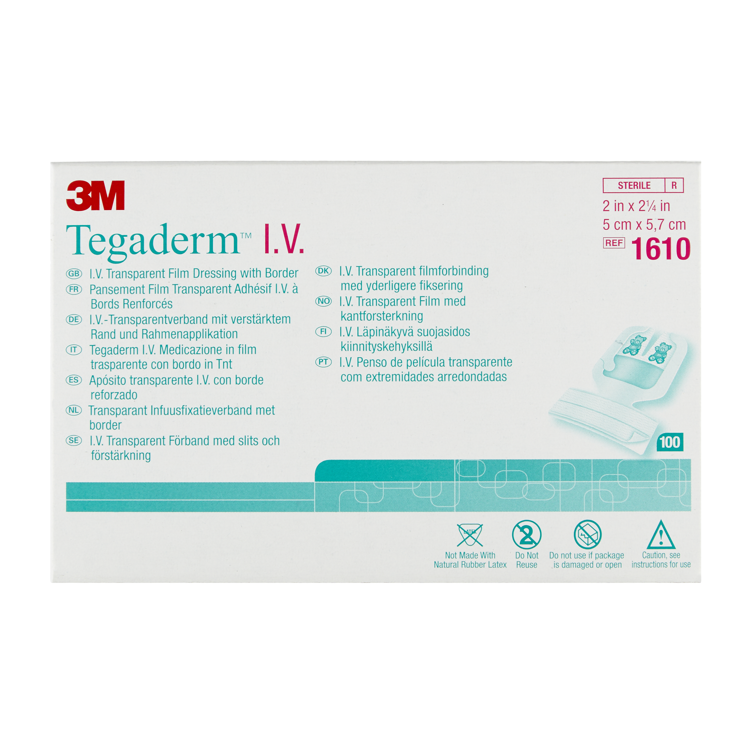 3M™ Tegaderm™ I.V. - steriel - 5 x 5,7 cm - 1 x 100 st