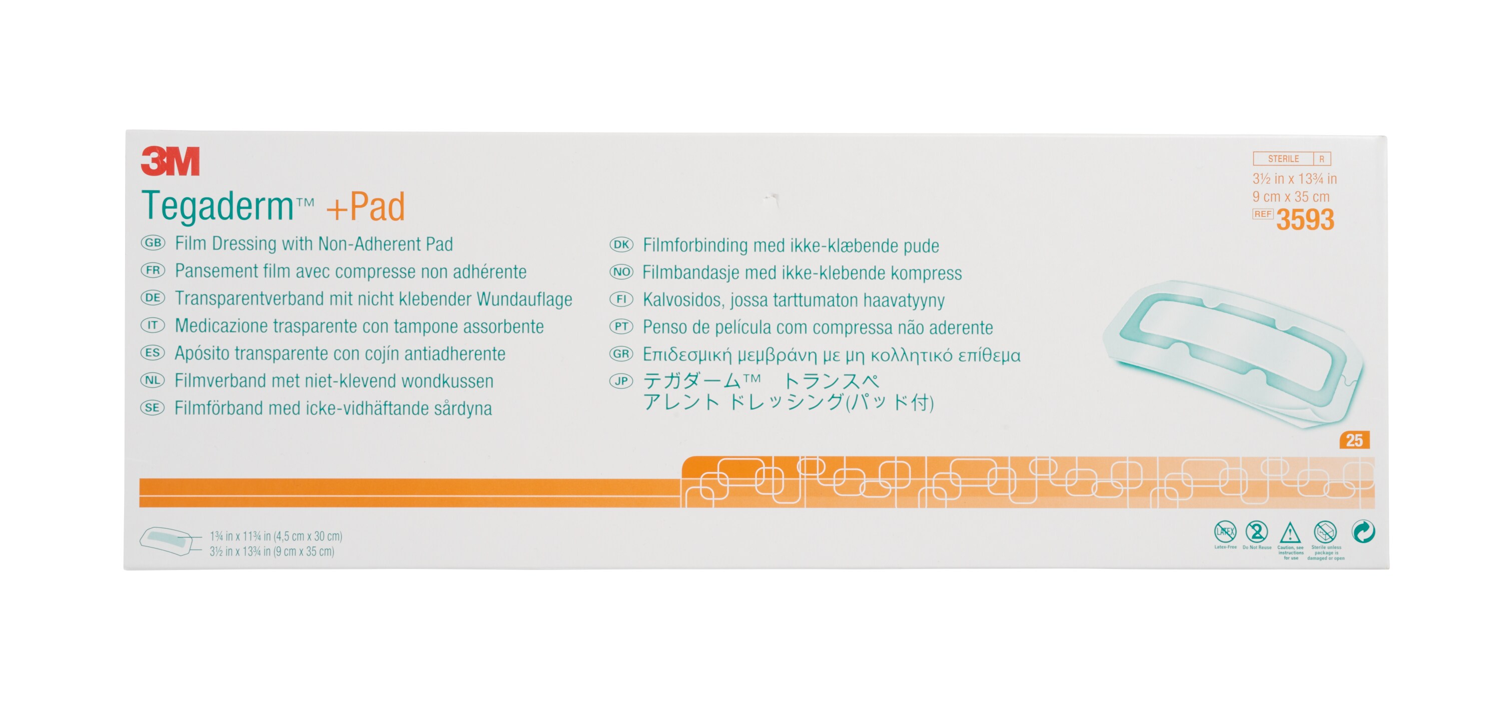 3M™ Tegaderm™+ pad - 9 x 35 cm - 25 st