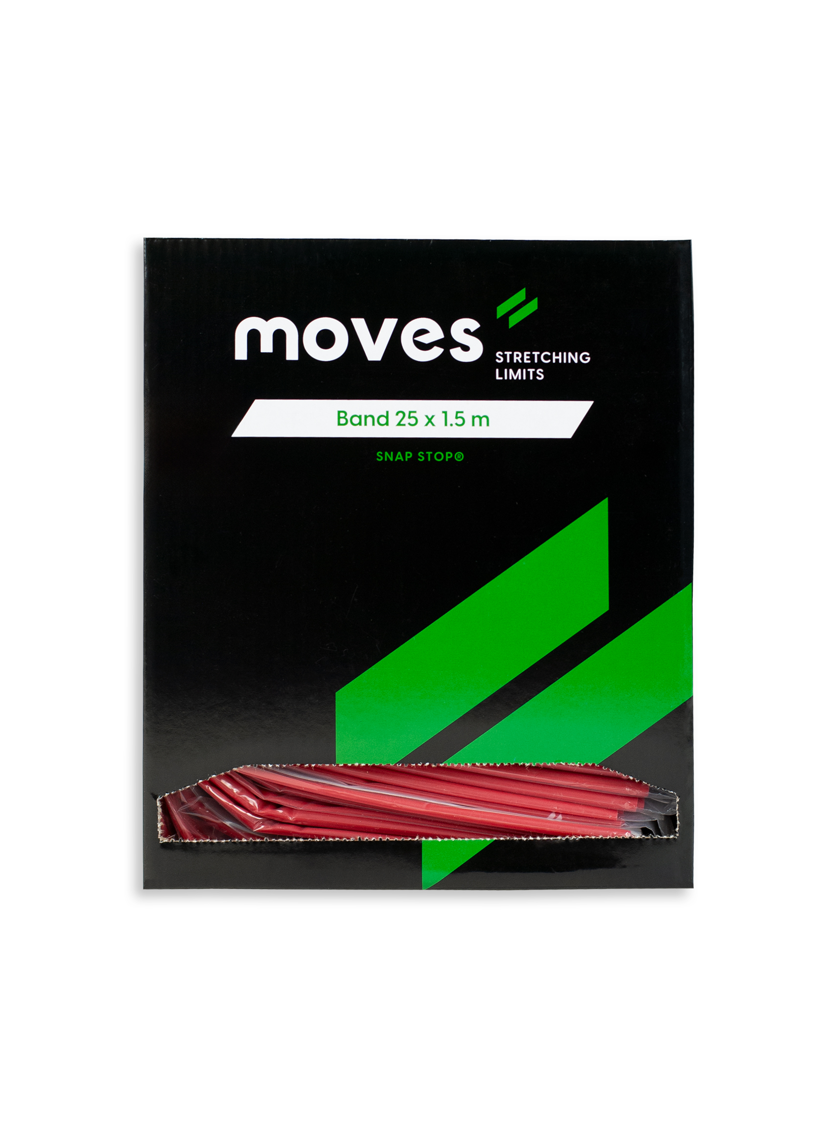 Dispenser box met 25 stuks MoVeS band - 1,5 m - medium (rood)  - 1 st