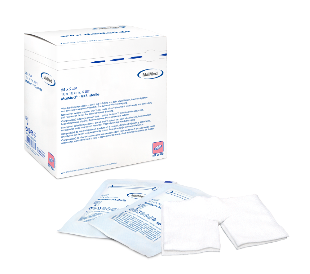 MaiMed®- VKS Y-split kompressen - 10 x 10 cm - steriel - 25 x 2 st