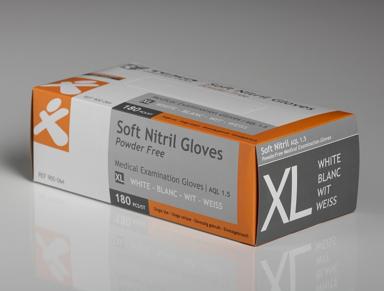 Handschoenen Soft Nitrile - poedervrij - niet-steriel - wit - XL - 1 x 180 st