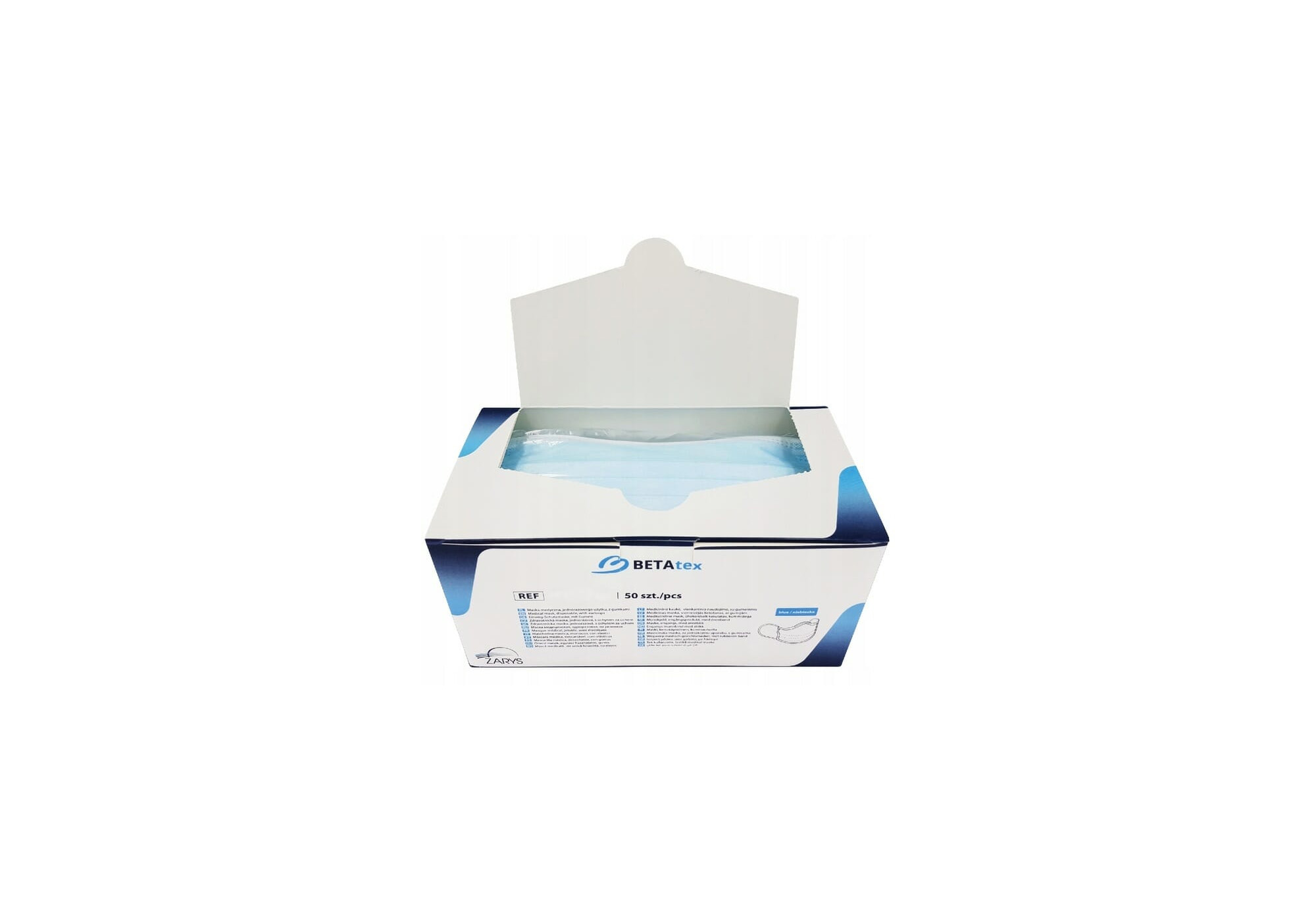 Chirurgisch mondmasker Betatex type IIR met oorlussen - 17,5 x 9,5 cm - 3-laags - blauw - niet-steriel - 50 st