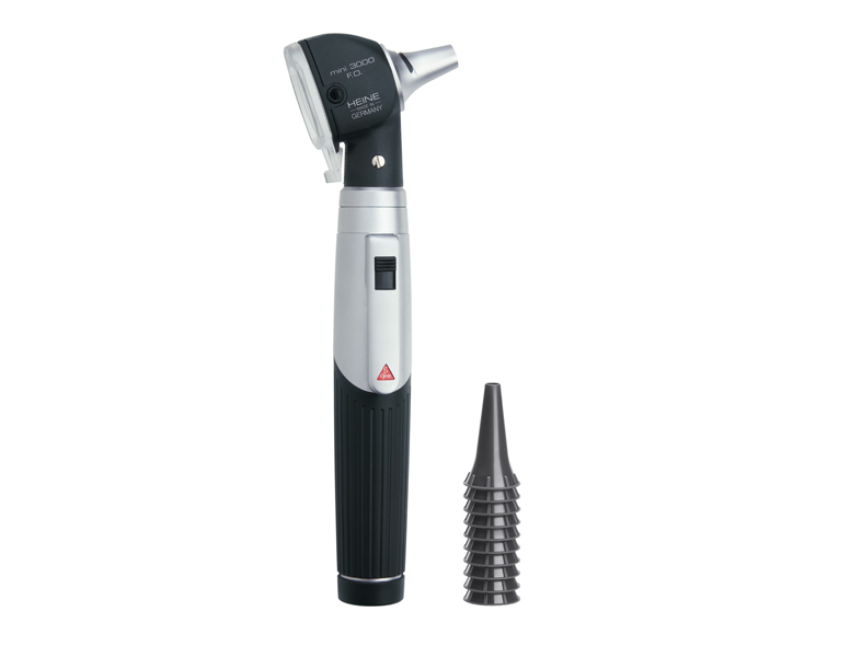 Set d'otoscope Mini 3000 FO avec poignée et 10 spéculums jetables - 2,5V - halogène - 1 pc