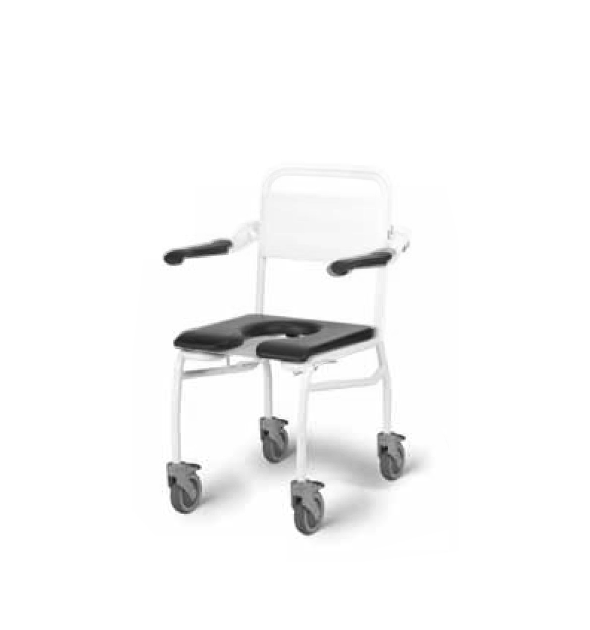 Linido chaise de douche et de toilette roulante hauteur 53 cm - ouverte - blanc - 1 pc