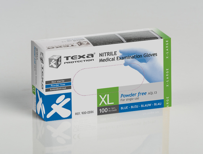Gants d'examen Nitrile - non-stérils - bleu - XL - 10 x 100 pcs