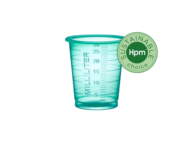 Eco medicatiebekers - hoog - 30 ml - groen - doorschijnend - 100 x 90 st