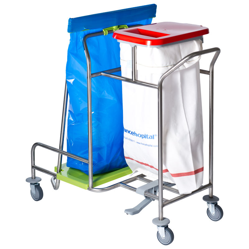 Chariot à linge voor 1 sac à linge - 1 couvercle - avec pédales - wasty - 1 pc