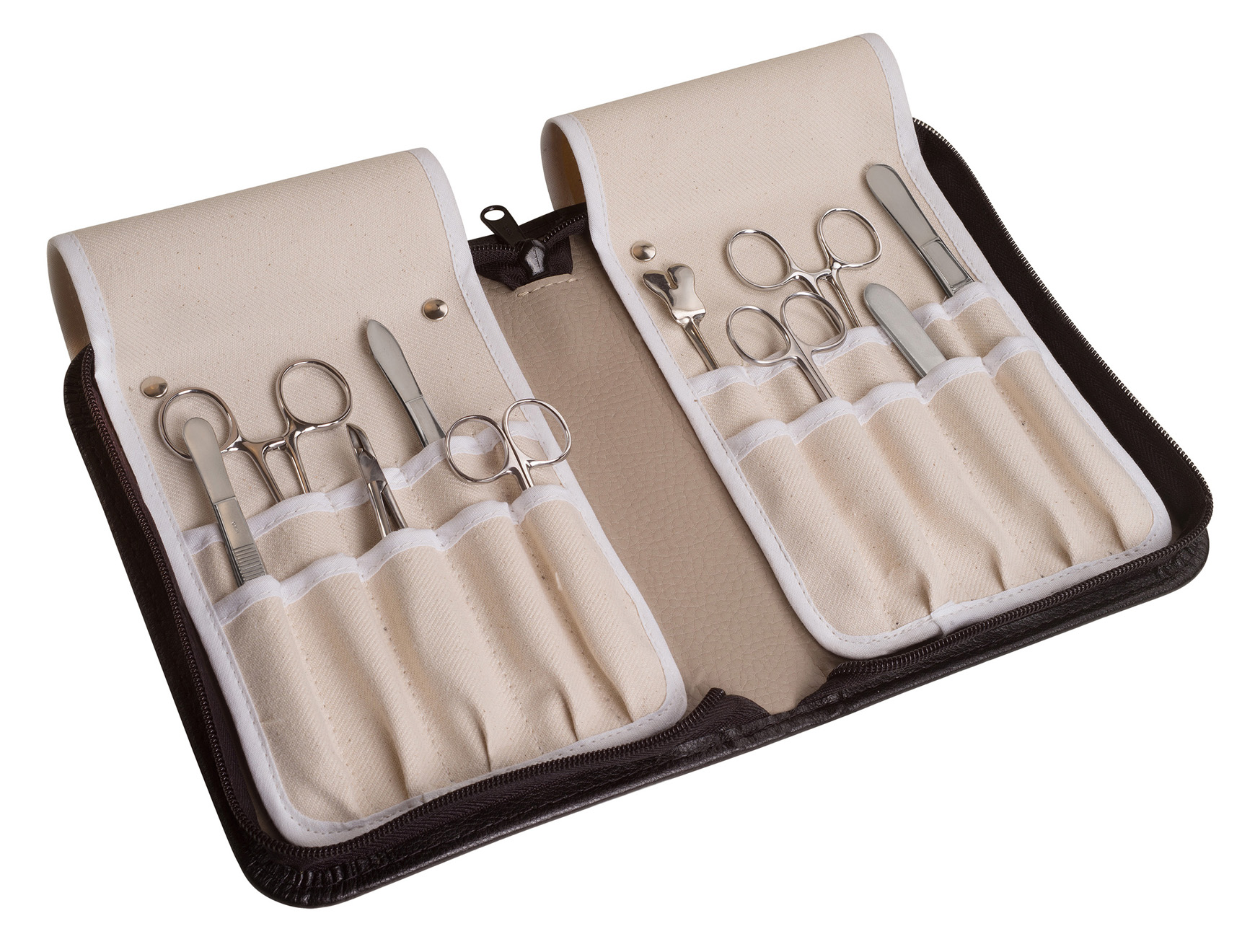 Trousse pour 12 instruments jusqu'à 16 cm - cuir - noir - 1 pc