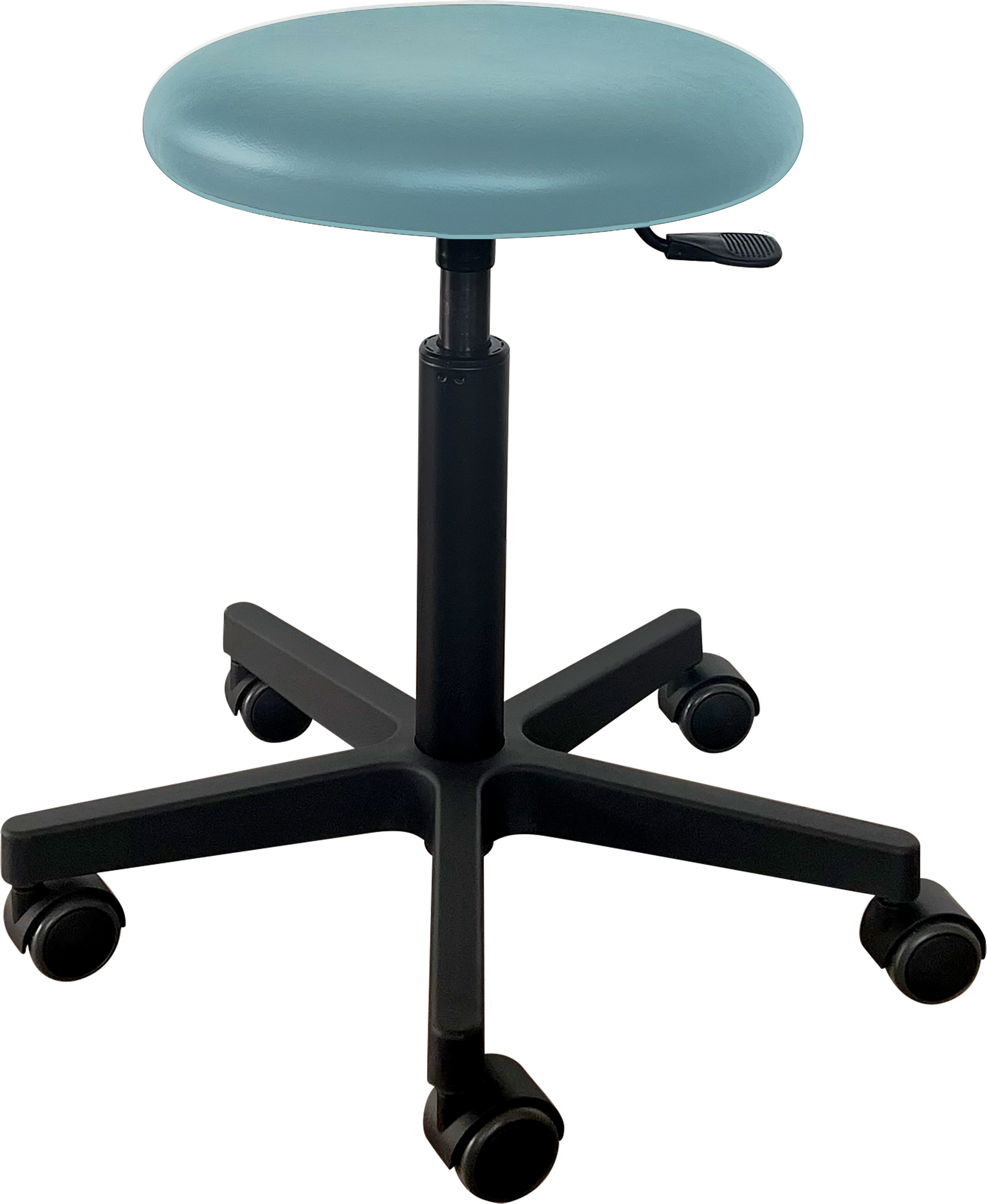 Tabouret Saar - zwarte kunststof - 5 wielen - 52 - 72 cm - Fresh bekleding - Emerald - 1 st