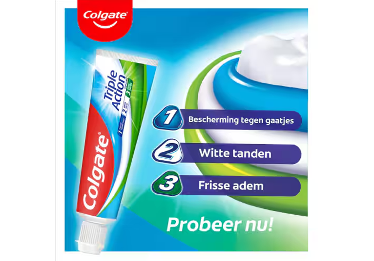 Colgate dentifrice 100 ml - Triple Action menthe originale - 1 pc