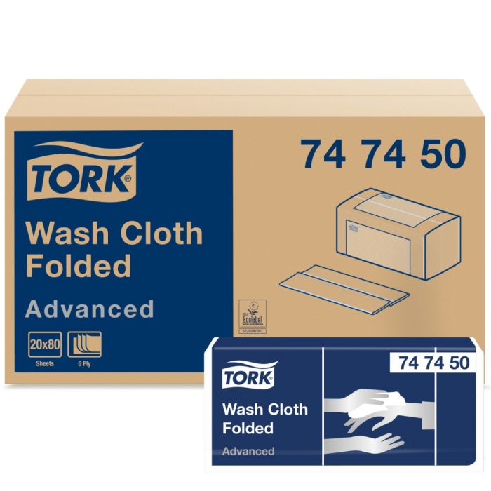 Tork advanced wash cloth folded - 6-plis - 19 x 25 cm - 1600 feuilles - 1 pc