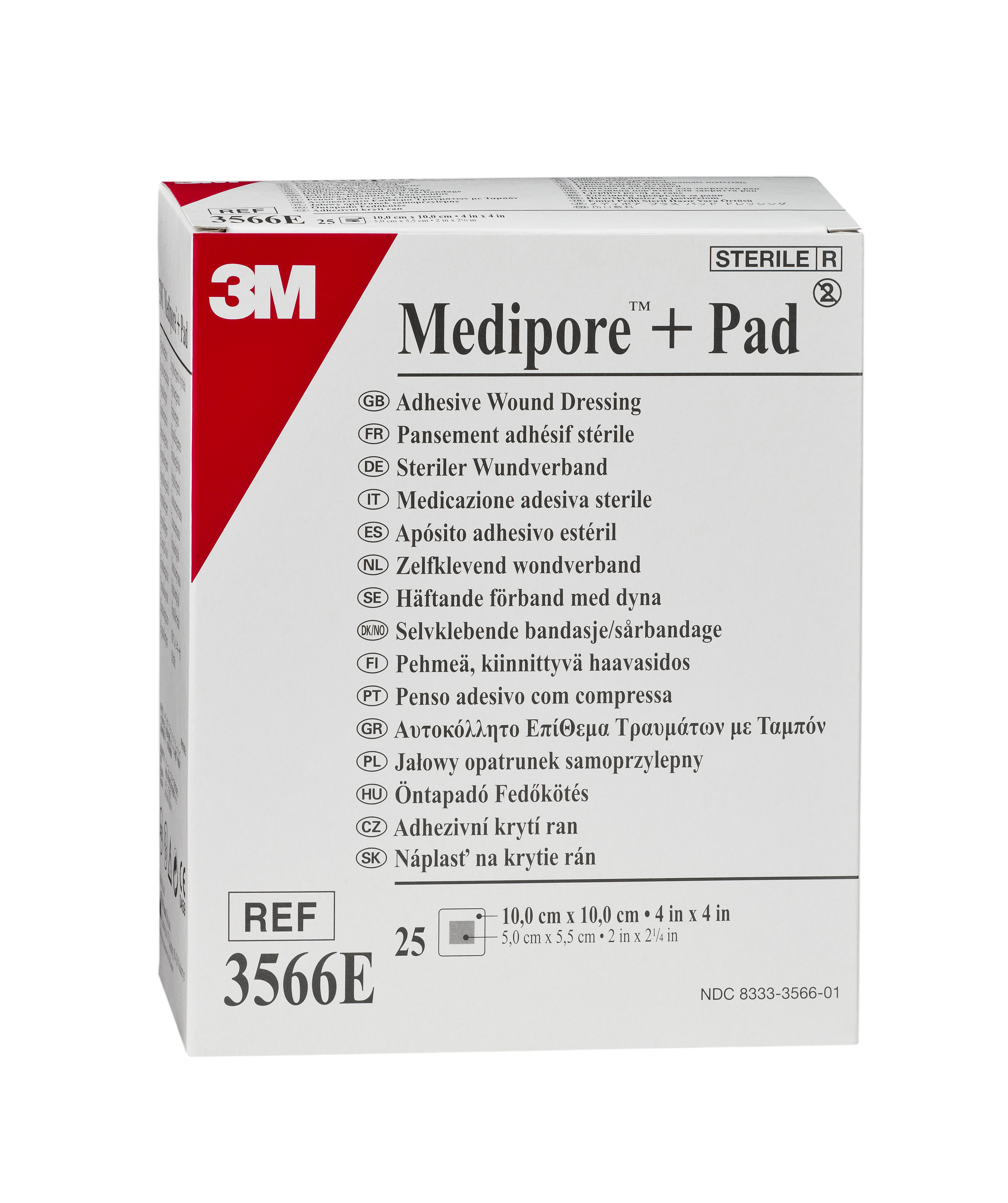 3M™ Medipore™ wondpleister - pad - 10 cm x 10 cm - 1 x 25 st