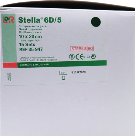 Stella® compresse de gauze - stérile - 10 x 20 cm - emballé par 5 sous blister - 15 pcs