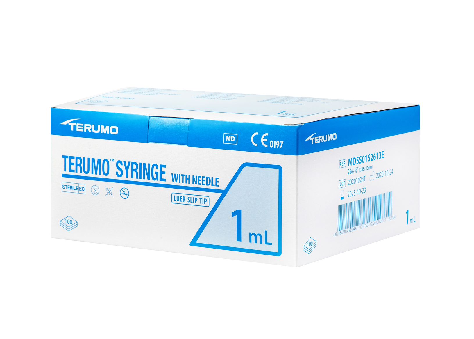 seringues à tuberculine 1 ml - aiguille 26G x 1/2" - 1 x 100 pcs