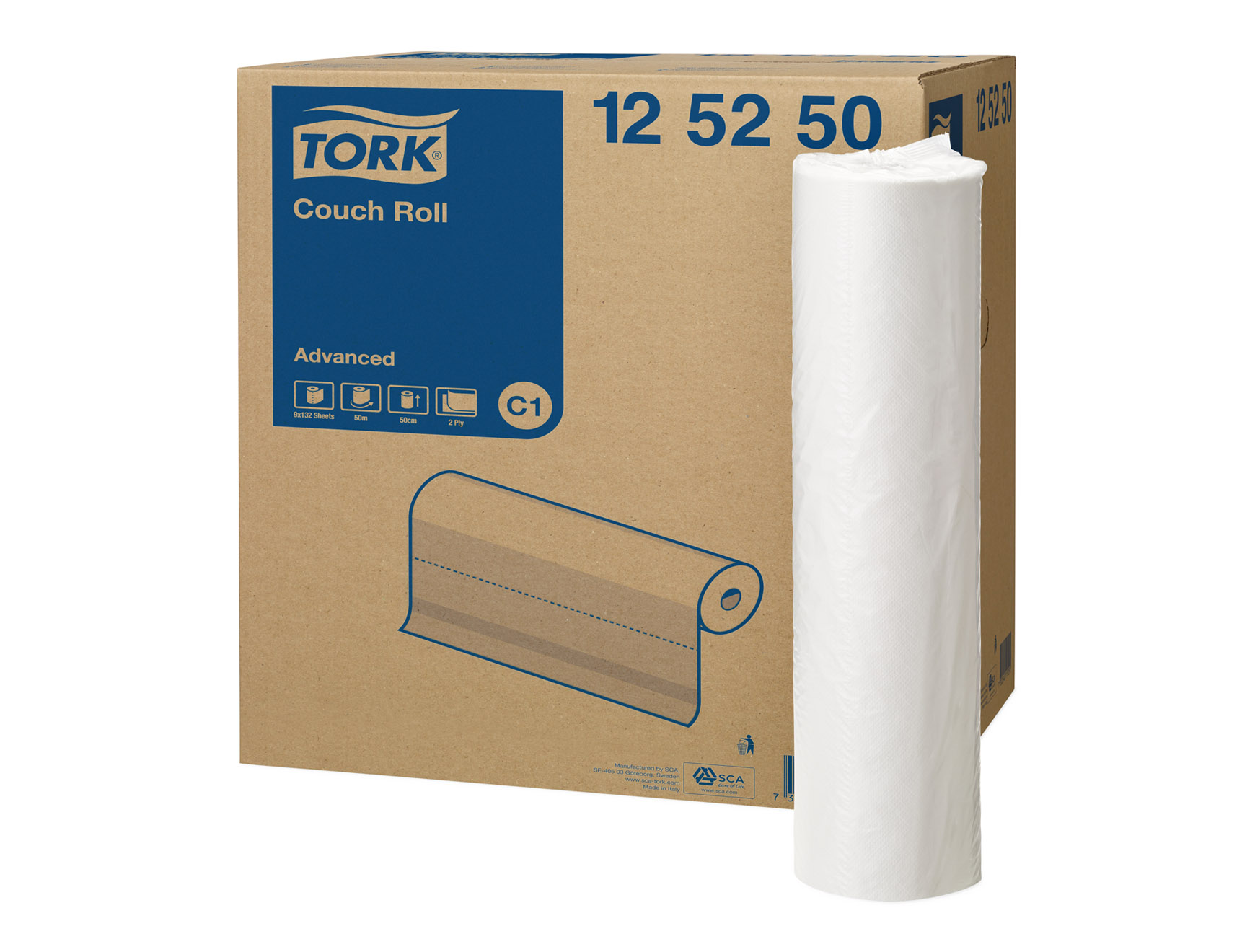 Tork Papier de table d'examen - 2-plis - 50 cm x 50 m - 9 rouleaux