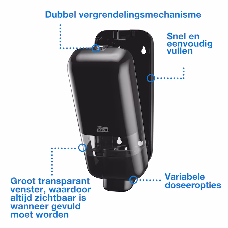 Tork Distributeur de savon mousse et liquide Elevation S4 - Noir - 278 x 113 x 130 mm - 1 pc