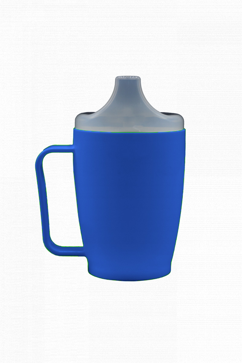 Beker - 250 ml -  deksel 12 mm - 1 handvat - blauw - 1 st