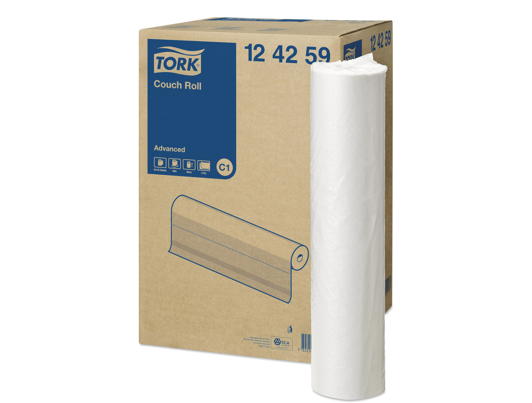 Tork Papier de table d'examen - 2-plis - 59 cm x 50 m - 9 rouleaux