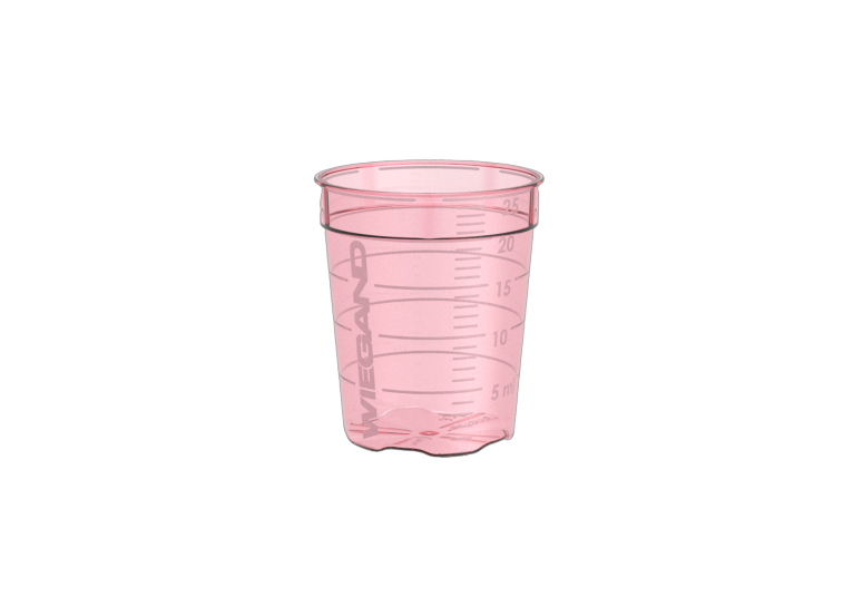 Facet medicatiepotje - hoog - 25 ml - transparant rood - 80 x 47 st