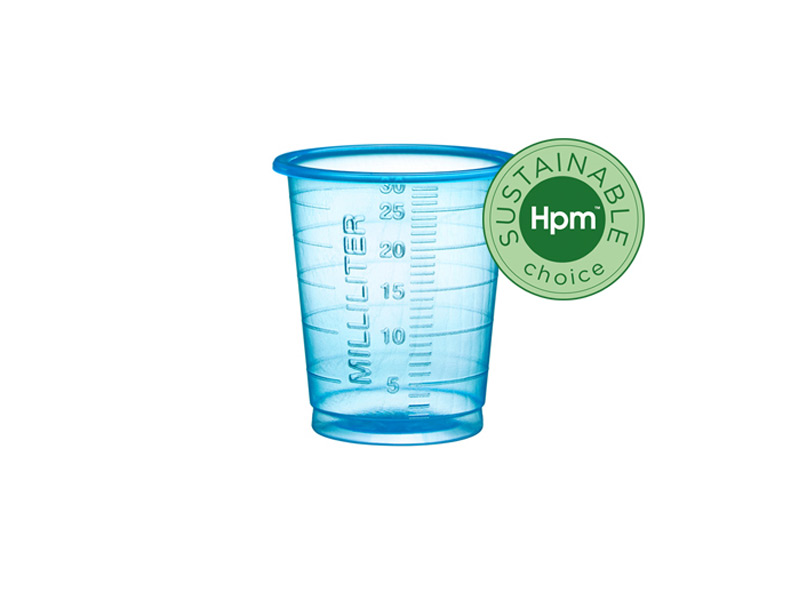 Eco medicatiebekers - hoog - 30 ml - blauw - doorschijnend - 100 x 90 st