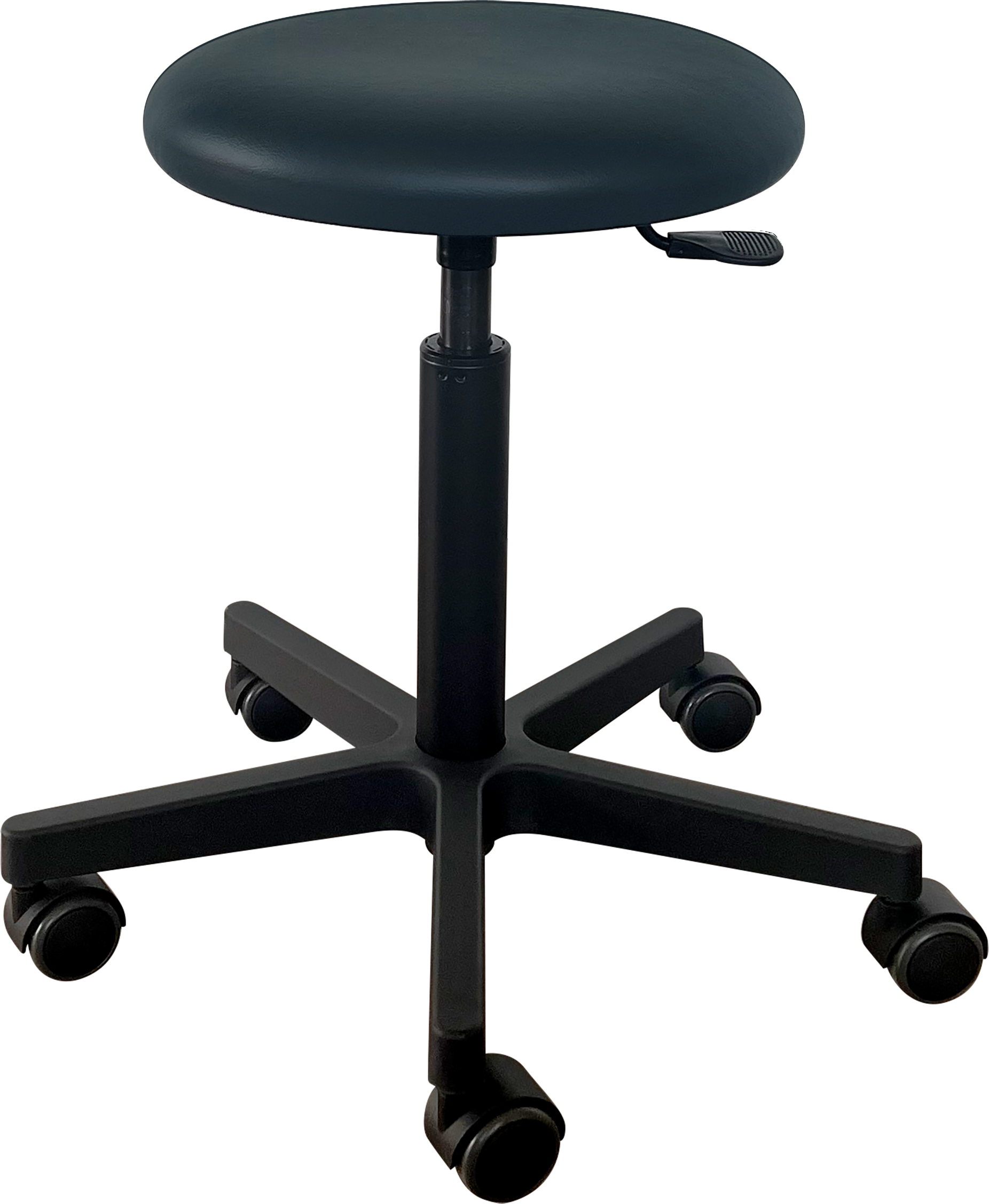 Tabouret Saar - plastique noir - 5 roues - 52 - 72 cm - revêtement Fresh