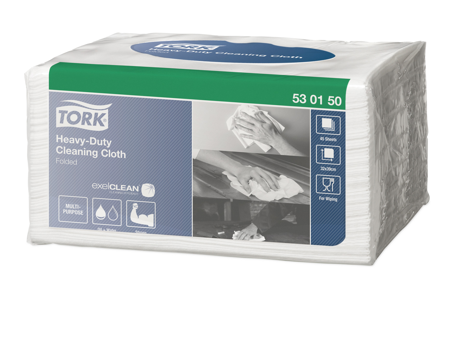 Tork Premium werkdoek stuitreiniging 530 - folded - wit - 32 cm x 38,5 cm - W8 - 8 x 45 vellen