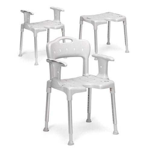 Tabouret de douche Swift modèle bas avec dossier et accoudoirs - gris - 1 pc