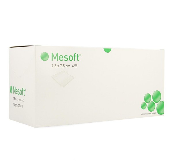 Mesoft® non-woven kompressen 40g/m² - niet steriel - 7,5 x 7,5 cm - 20 x 100 st