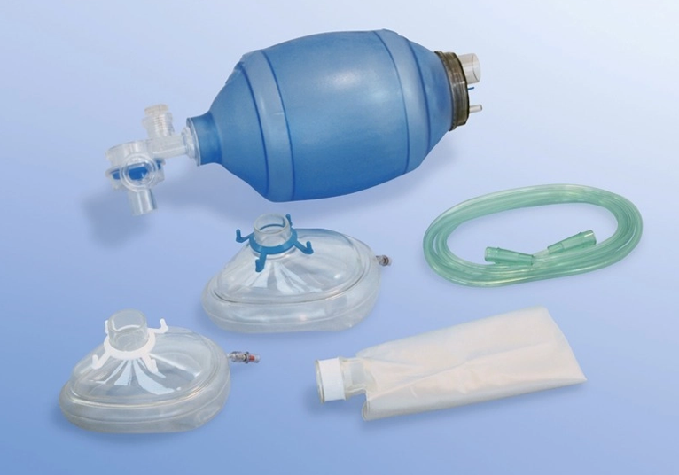 Beademingsballon pasgeborenen/baby's - PVC - eenmalig gebruik - 280 ml - set masker 0/1 + O₂ beademingsballon 600 ml