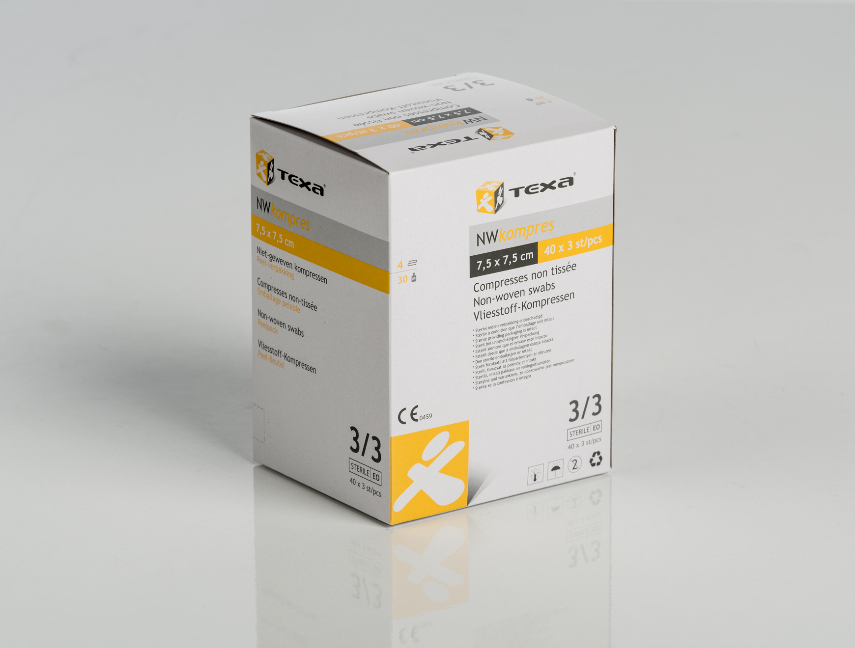 Texa® non-woven kompressen - steriel - 7,5 x 7,5 cm - 40 x 3 st