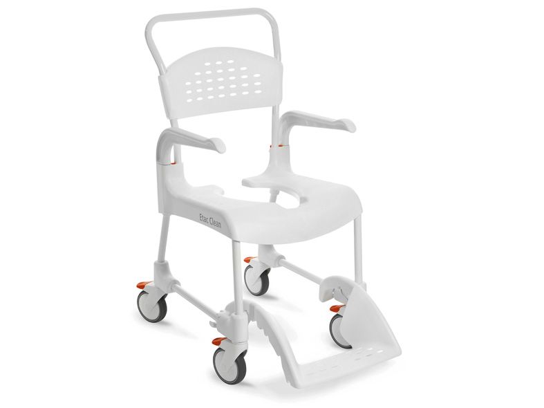 Chaise de douche roulante Clean - 49 cm - 2 freins - blanc - 1 pc